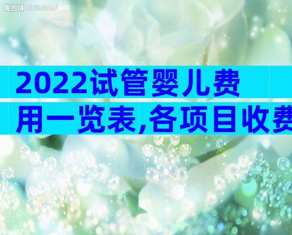 2022试管婴儿费用一览表,各项目收费一清二楚