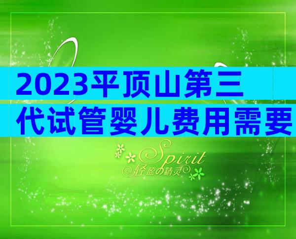 2023平顶山第三代试管婴儿费用需要多少