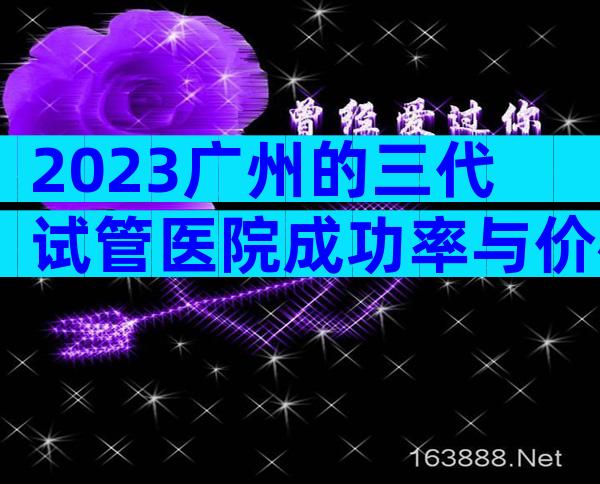 2023广州的三代试管医院成功率与价格大公开