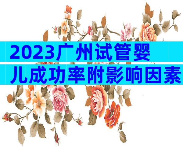 2023广州试管婴儿成功率附影响因素