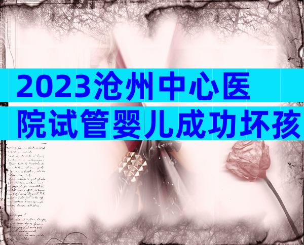 2023沧州中心医院试管婴儿成功坏孩子策略,费用及成功率参考