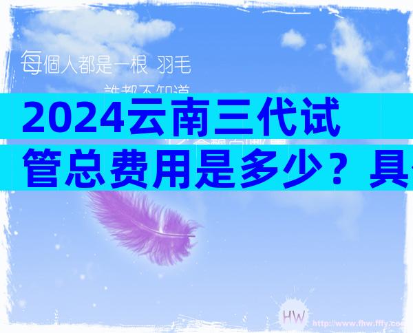 2024云南三代试管总费用是多少？具体花费清单全都有