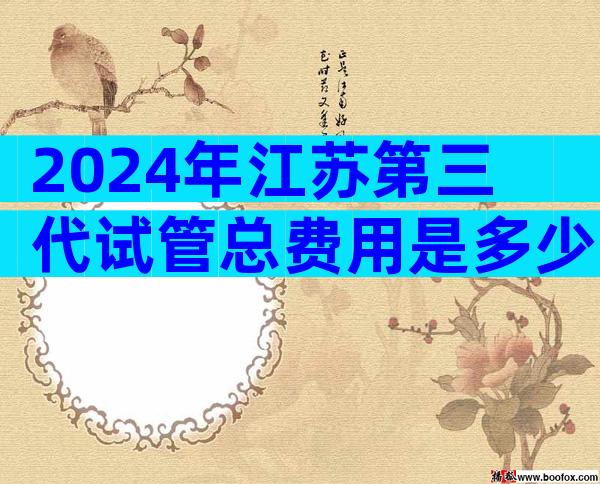 2024年江苏第三代试管总费用是多少？