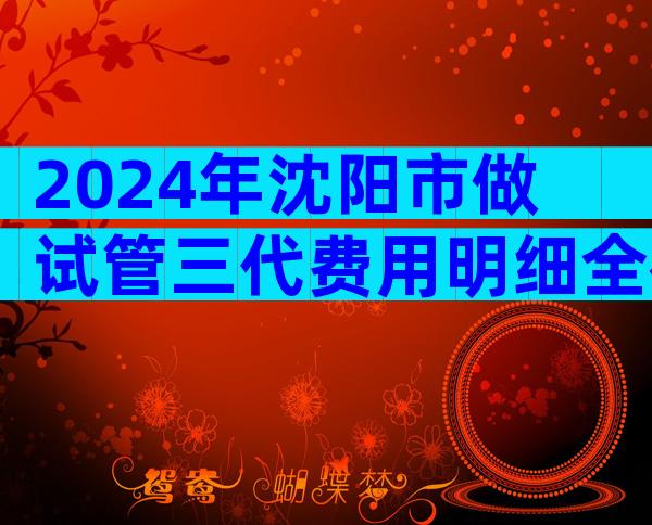 2024年沈阳市做试管三代费用明细全在这，准备15万够了吗？