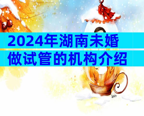 2024年湖南未婚做试管的机构介绍