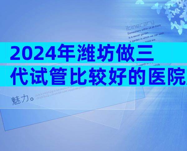 2024年潍坊做三代试管比较好的医院是哪三家