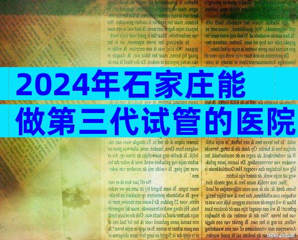 2024年石家庄能做第三代试管的医院哪家好