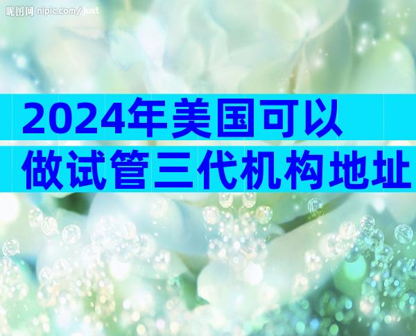 2024年美国可以做试管三代机构地址，—前期准备怎么做