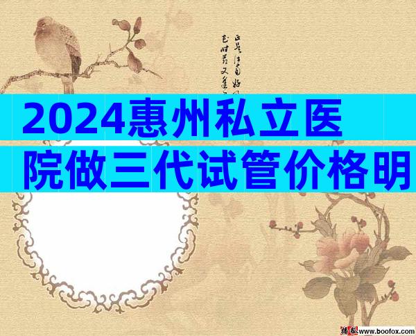 2024惠州私立医院做三代试管价格明细公开,别再到处找了