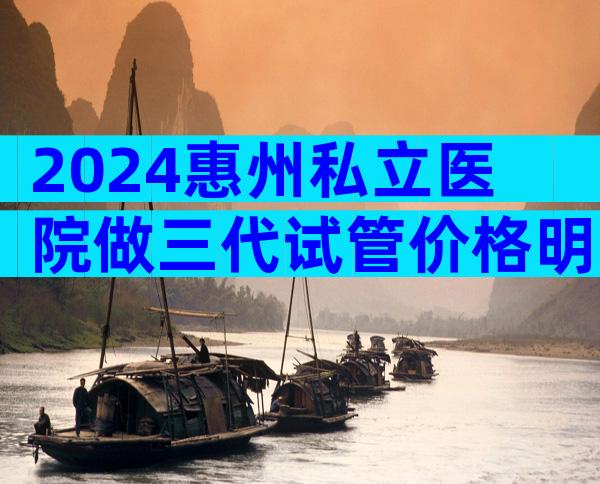 2024惠州私立医院做三代试管价格明细公开，别再到处找了