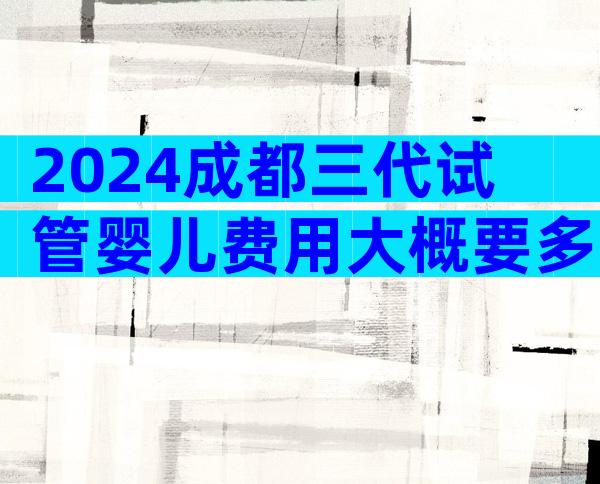 2024成都三代试管婴儿费用大概要多少钱？