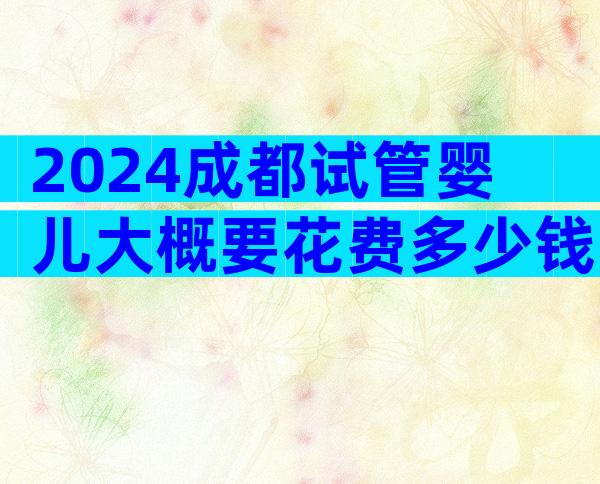 2024成都试管婴儿大概要花费多少钱