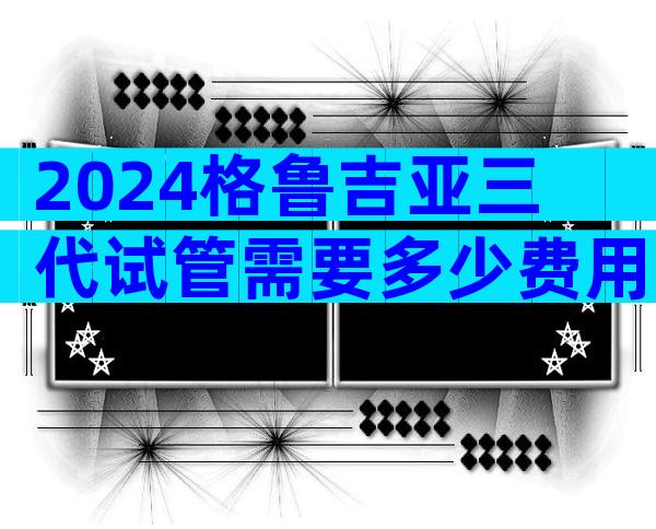2024格鲁吉亚三代试管需要多少费用？单周期4万起