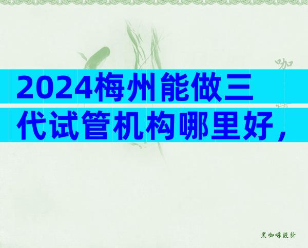 2024梅州能做三代试管机构哪里好，共有四家医院可选
