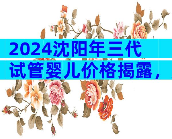 2024沈阳年三代试管婴儿价格揭露，成功率及费用公开