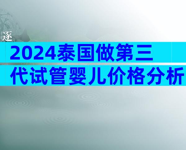 2024泰国做第三代试管婴儿价格分析!