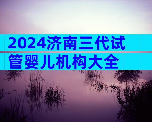 2024济南三代试管婴儿机构大全