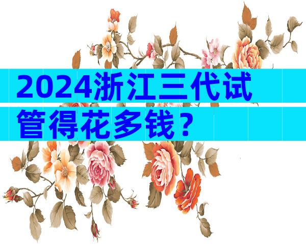 2024浙江三代试管得花多钱？