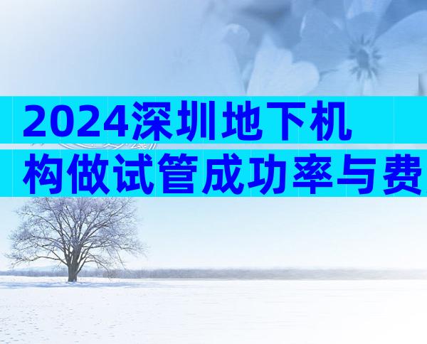 2024深圳地下机构做试管成功率与费用一览，竟没想到这么好！