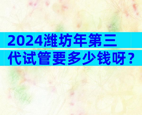 2024潍坊年第三代试管要多少钱呀？附最新试管成功率和费用清单