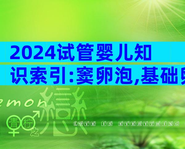 2024试管婴儿知识索引:窦卵泡,基础卵泡质量比数量更重要