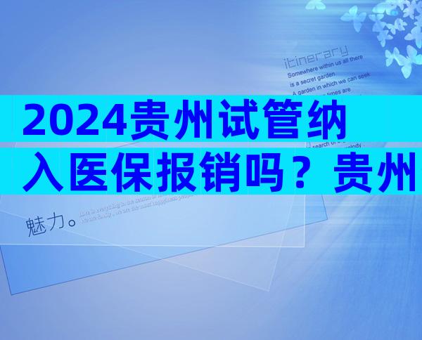 2024贵州试管纳入医保报销吗？贵州省医试管成功率
