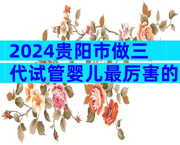 2024贵阳市做三代试管婴儿最厉害的医院排行榜