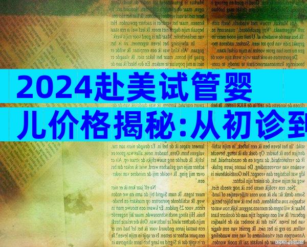 2024赴美试管婴儿价格揭秘:从初诊到成功全程费用一览!