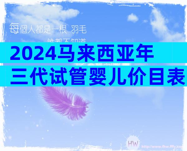 2024马来西亚年三代试管婴儿价目表，都花到哪些地方？
