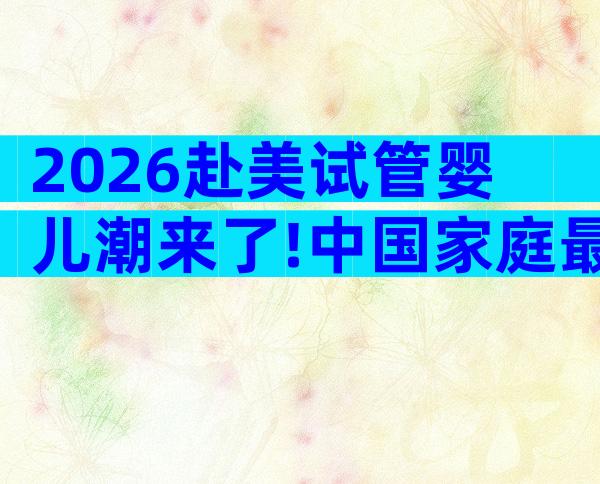 2026赴美试管婴儿潮来了!中国家庭最关心的5大问题一文解答