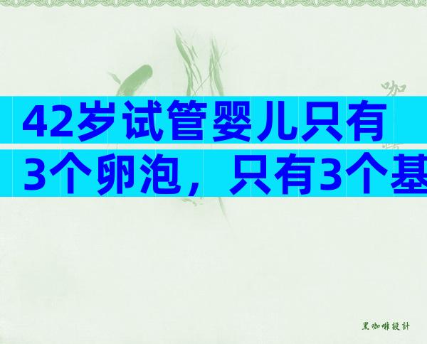 42岁试管婴儿只有3个卵泡，只有3个基础卵泡。能成功吗？