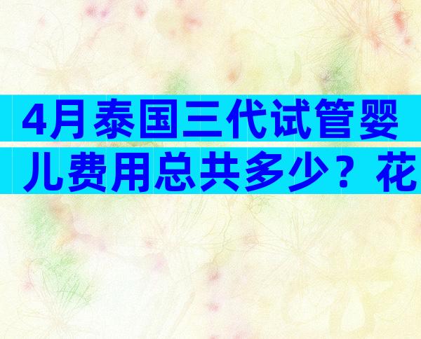 4月泰国三代试管婴儿费用总共多少？花费贵在哪里