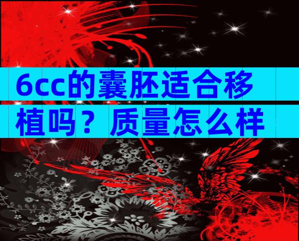 6cc的囊胚适合移植吗？质量怎么样