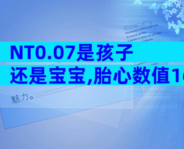 NT0.07是孩子还是宝宝,胎心数值160便是怀...