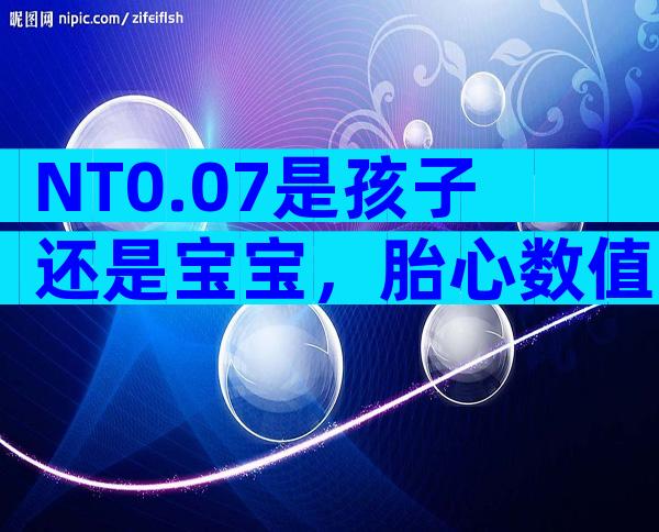 NT0.07是孩子还是宝宝，胎心数值160便是怀...