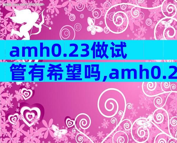 amh0.23做试管有希望吗,amh0.23做试管婴儿才有希望!