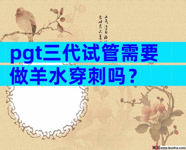 pgt三代试管需要做羊水穿刺吗？