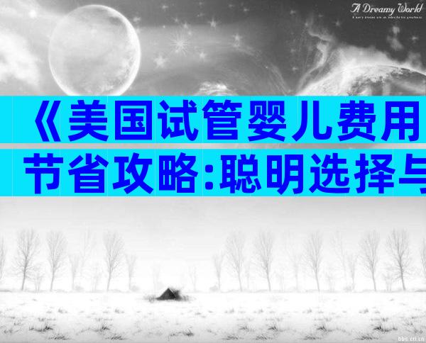 《美国试管婴儿费用节省攻略:聪明选择与策略》