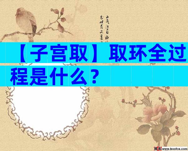 【子宫取】取环全过程是什么？
