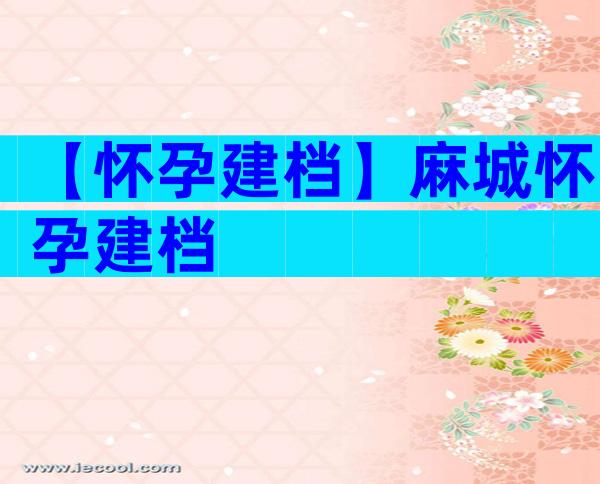 【怀孕建档】麻城怀孕建档