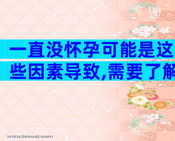 一直没怀孕可能是这些因素导致,需要了解!