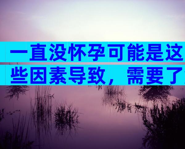 一直没怀孕可能是这些因素导致，需要了解！
