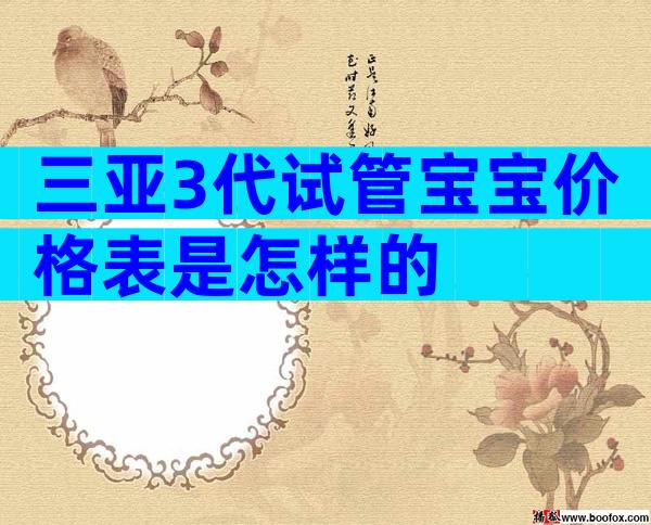 三亚3代试管宝宝价格表是怎样的