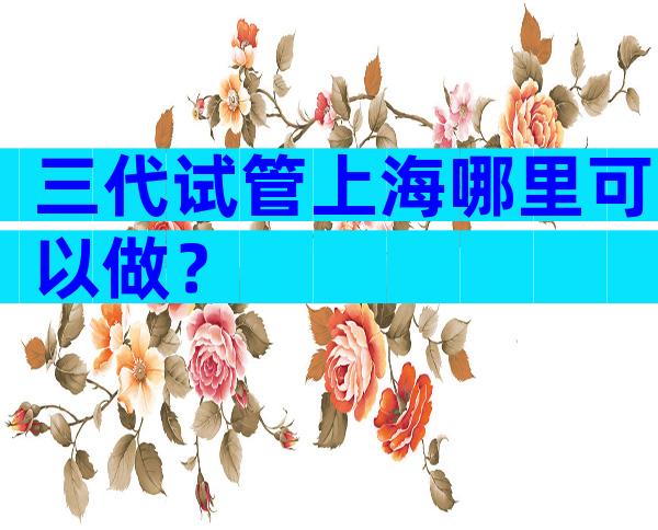 三代试管上海哪里可以做？