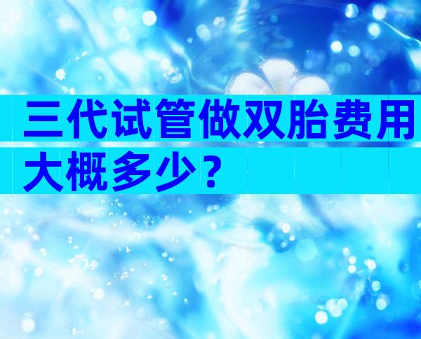 三代试管做双胎费用大概多少？