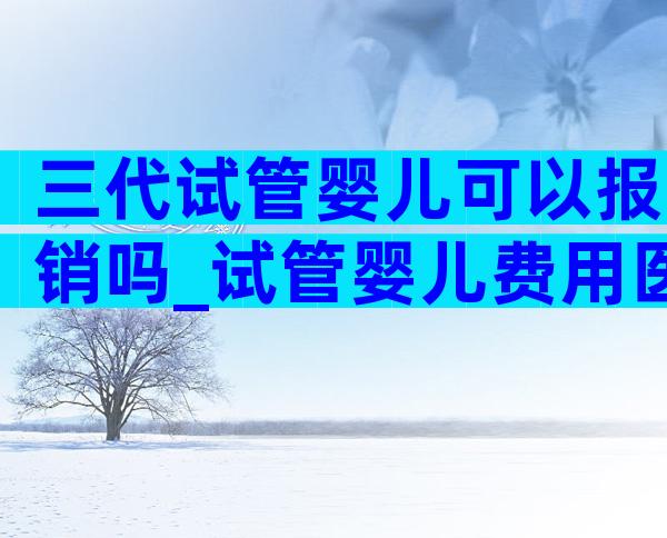 三代试管婴儿可以报销吗_试管婴儿费用医保可以报销吗