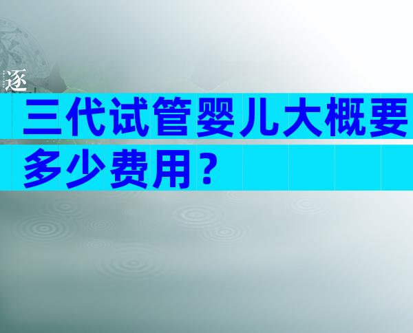 三代试管婴儿大概要多少费用？