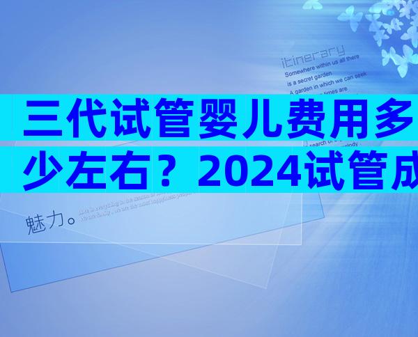 三代试管婴儿费用多少左右？2024试管成本介绍