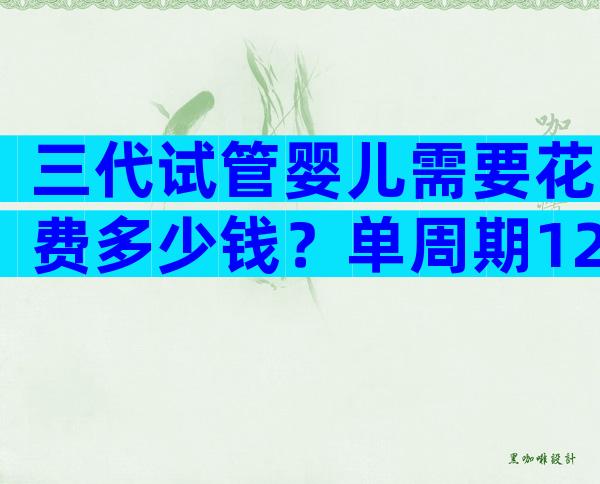 三代试管婴儿需要花费多少钱？单周期12万够了吗？