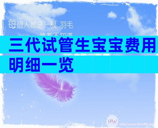 三代试管生宝宝费用明细一览